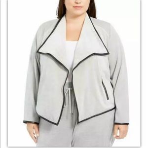 NWOT Calvin Klein Velour Open Flyaway Jacket Gray